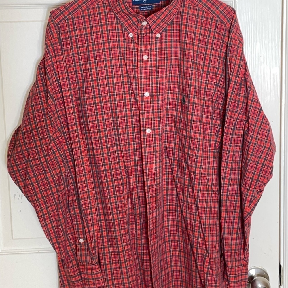 Vintage Polo Ralph Lauren Button Down Mens 17.5 Red Yarmouth Plaid Shirt Check‌‍ - Picture 9 of 9